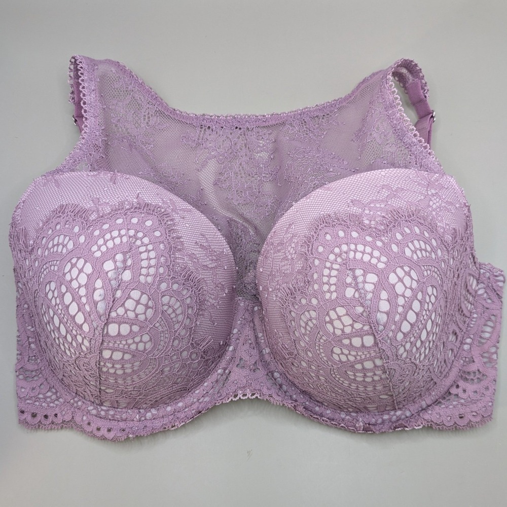Victoria's Secret Dream Angels Lined Demi Bra Purple Lilac Lace High Neck 34DDD